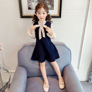 巴拉巴柆女童连衣裙2019春装新款韩版儿童超洋气公主裙女宝宝蕾丝