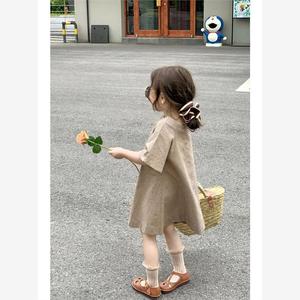韩系女童夏季裙子2024新款洋气儿童装法式复古春夏款连衣裙宝宝棉