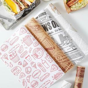 三明治包装纸汉堡热狗面包托盘垫纸可切专用烘焙纸食品一次性油纸