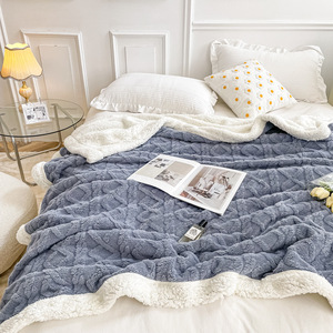 梦洁2024新款四件套被套床单四季床上用品双层柔软简约纯色毛毯