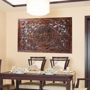 东阳木雕横竖屏挂件香樟木刻画中式仿古客厅背景墙壁挂玄关装饰品