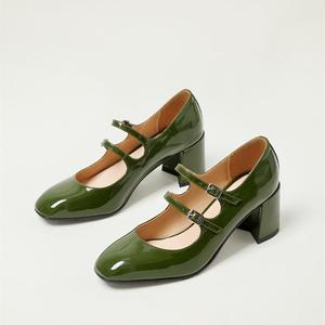 割草机老k法式小众设计玛丽珍鞋子复古粗跟alice漆皮单鞋女高跟鞋