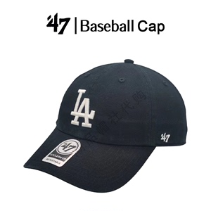47Brand可调节软顶黑色大标LA鸭舌帽四季运动男女同款正品棒球帽