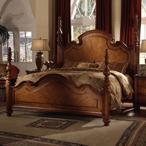 美式乡村复古实木床现代简约家用主卧大床罗马柱双人床婚床储物床