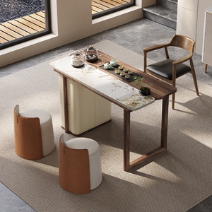 实木岩板茶桌茶椅组合现代简约家用阳台小茶桌