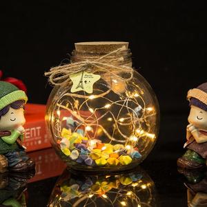 LED许愿瓶带灯装星星的瓶子木塞玻璃瓶创意漂流瓶圣诞节礼.