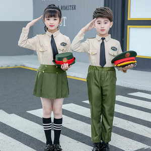 儿童演出服小学生合唱服海陆空军装警察制服男女童红歌升旗手服装