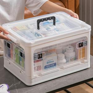 德系药箱家庭装家用大容量透明医药箱可折叠收纳箱多层分类储物盒