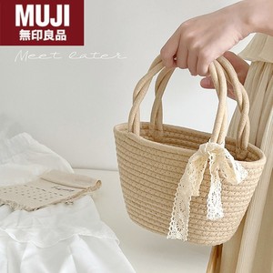无印MUJ日本手提包女草编菜篮子手工包包度假野餐春游拍照沙滩包