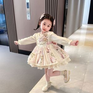 巴­拉巴­拉韩系女童春秋冬加绒洛丽塔公主裙儿童可爱洋气连衣裙宝