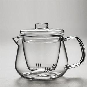 加厚大企鹅玻璃壶 带盖三件杯 透明过滤水壶 花茶壶 功夫茶