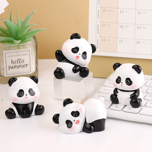 可爱熊猫摆件卡通潮玩树脂工艺礼品熊猫公仔手办儿童节日礼物