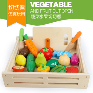 出口水果蔬菜切切看切切乐木制磁性婴儿童过家家厨房1-3-5岁玩具