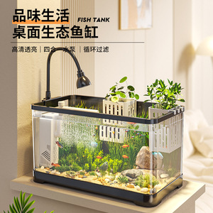 鱼缸客厅小型2024新款金鱼乌龟家用过滤制氧一体机自循环生态水缸