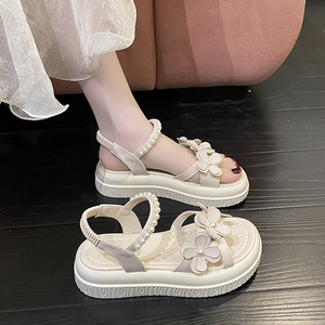 达芙尼女童凉鞋2024夏季最新款时尚百搭配裙子仙女风学生罗马鞋