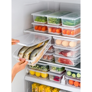 乐扣乐扣日式冰箱冷冻鱼肉沥水保鲜盒厨房分类收纳盒塑料长方形带