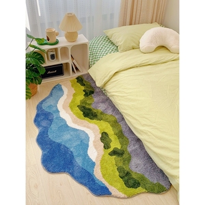 IKEA宜家软装北欧ins风绿植苔藓卧室床边毯异形房间客厅飘窗毛绒