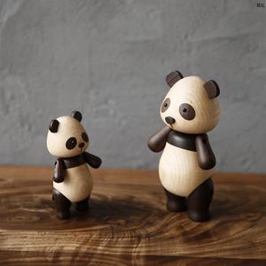 中国元素国宝熊猫手工玩偶摆件 动物玩偶模型实木工艺创意礼品