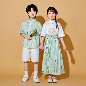 六一小学韩系生中国风演出服少儿马面裙汉服套装大合唱服诗歌朗诵