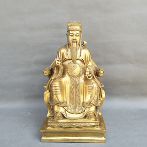 纯铜吕洞宾铜像大号纯阳真人吕祖神像拿拂尘背剑坐像八仙之纯阳子