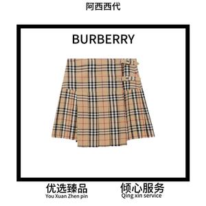 BURBERRY/博柏利/巴宝莉 经典格纹中腰百褶裙短裙