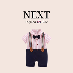 英国NEXT婴儿满月衣服夏季男宝宝连体衣百天绅士小西装周岁宴礼服