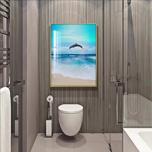 卫生间装饰画免打孔防水免钉酒店浴室轻奢挂画洗手间厕所墙面壁画