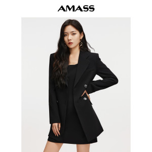 AMASS/阿玛施 时尚气质双排扣收腰西服外套5400634