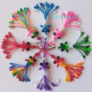 新款学生鱼跃龙门礼物手机挂件手工编织立体小金鱼迷你五彩小鱼