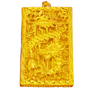 镀黄金吊牌男霸气沙金龙牌子纯金色大号马到功成吊坠本命年生肖牌