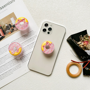 手机气囊支架仿真粉色甜甜圈少女心韩国ins风桌面背贴可伸缩支架