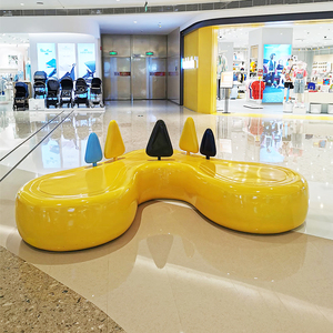 创意造型玻璃钢座椅商场休闲椅鱼甜甜圈元宝海浪耳机足球哑铃坐凳