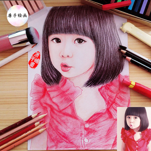 震撼来图定制人物画彩铅素描头像纯手绘黑白速写动漫卡通照片礼品