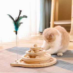 猫玩具猫转盘实木猫猫自动自嗨逗猫棒薄荷球小猫解闷神器猫咪用品