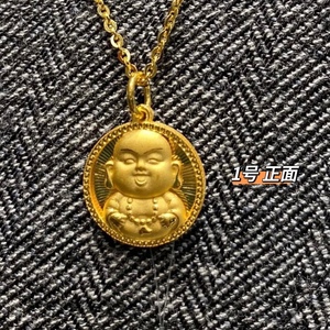 周大福新款足金999宝宝佛公吊坠黄金小佛吊坠挂坠颈饰