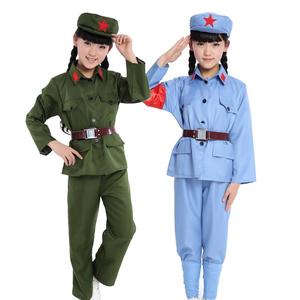 红场革命军装短袖红卫兵服装儿童红军装文革解放演出服装摄影