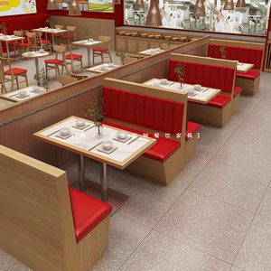 定制餐饮桌椅组合靠墙软包汉堡火锅饭店茶楼西餐厅卡座沙发商用
