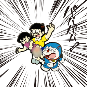 s pins 哆啦a梦机器猫童年恶搞大雄静香机器猫打屁股限量徽章pin