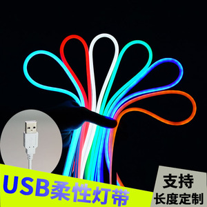 led可充电式灯带5v低压超亮电池款条不插电usb柔性霓虹硅胶软灯带