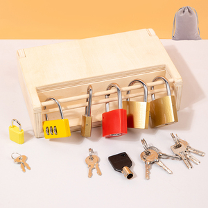 木制蒙特梭利开解锁盒儿童幼儿园动手能力早教开锁教具益智力玩具