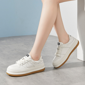 香香莉小白鞋女2022新款秋系带厚底运动休闲鞋女真皮透气学生板鞋