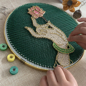 佛手莲花禅意手工钉子绕线画diy制作送长辈礼物创意新中式装饰画