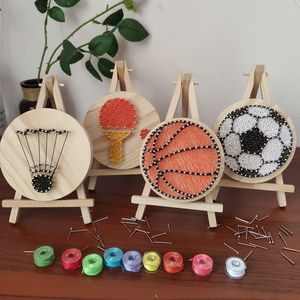 篮球足球钉子绕线画抖音diy材料包缠线纱线手工课礼物装饰成品