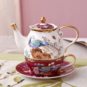 高颜值英式花茶具整套带杯碟国潮单人子母壶套装陶瓷泡茶水果茶壶