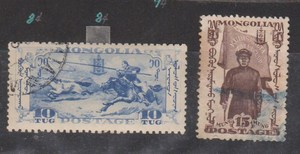 信销蒙古邮票1932年-新蒙古 套马手盖销票轻帖 青年团员信销