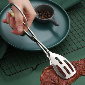 304不锈钢食品夹加厚 烧烤夹子剪刀型食物菜夹牛排烤肉自助分餐夹