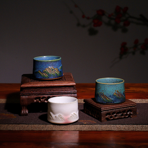 钧瓷如是杯任晓飞炭烧手工茶杯中式复古风白色陶瓷茶器非遗礼盒装