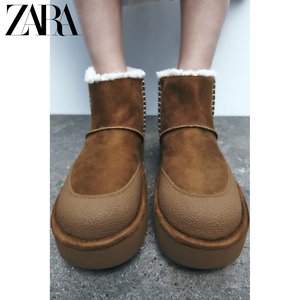 ZARA新品 TRF 女鞋 抓绒厚底增高雪地靴短靴 3160210 700