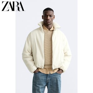 ZARA24春季新品 男装 白色休闲棉衣棉服工装户外夹克 8281410 712