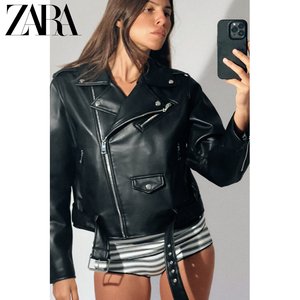 ZARA新款 女装 仿皮机车款夹克皮衣外套 3046060 800